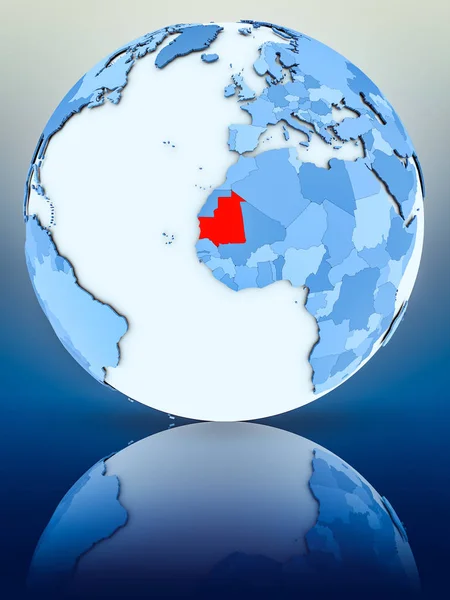 Мавританія Синій Глобусом Поверхні Відбиває Ілюстрація — стокове фото