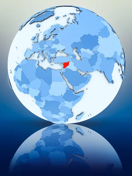 Сирия Голубом Глобусе Отражающей Поверхности Иллюстрация — стоковое фото