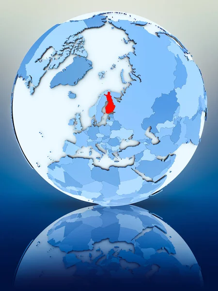 Фінляндія Синій Глобусом Поверхні Відбиває Ілюстрація — стокове фото