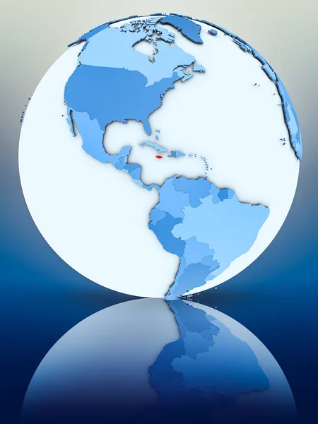 反射面の上の青い地球上ジャマイカ イラストレーション — ストック写真