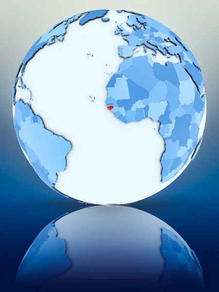 反射面の上の青い地球上ギニア ビサウ イラストレーション — ストック写真