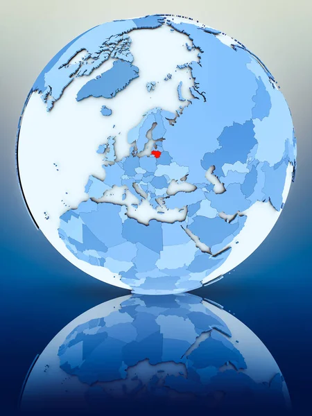 Litwa Blue Globe Powierzchni Odbijającej Ilustracja — Zdjęcie stockowe