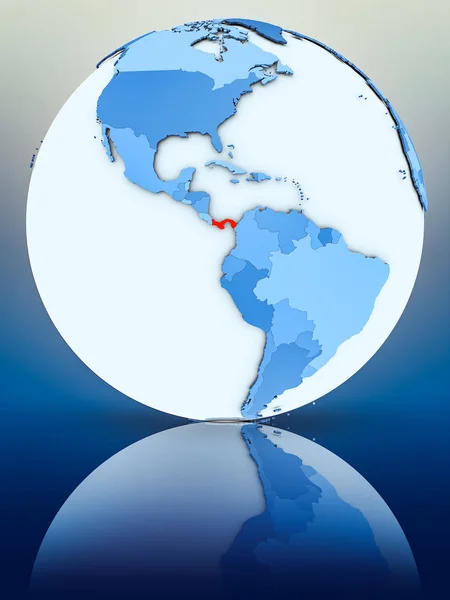 Panama Sur Globe Bleu Sur Surface Réfléchissante Illustration — Photo