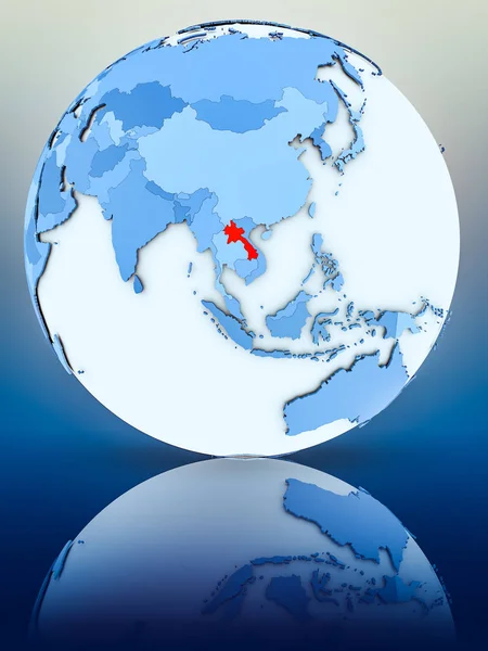 Лаос Синій Глобусом Поверхні Відбиває Ілюстрація — стокове фото