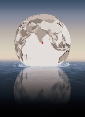 Sri Lanka içinde kırmızı su içerisinde yüzen dünya üzerinde. 3D çizim.