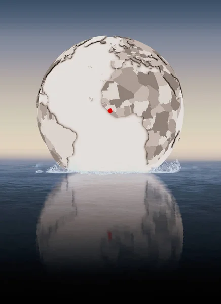 Sierra Leone Rot Auf Einem Globus Der Wasser Schwimmt Illustration — Stockfoto