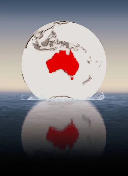 Avustralya Içinde Kırmızı Içerisinde Yüzen Dünya Üzerinde Çizim — Stok fotoğraf
