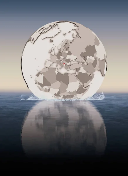 水に浮かぶ地球のモンテネグロの赤 イラストレーション — ストック写真