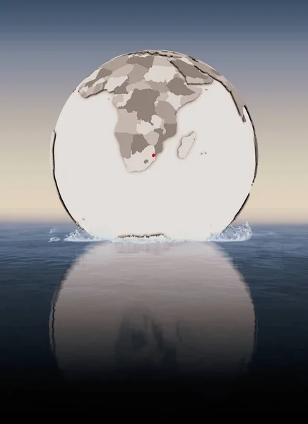 斯威士兰在红色在地球漂浮在水中 — 图库照片