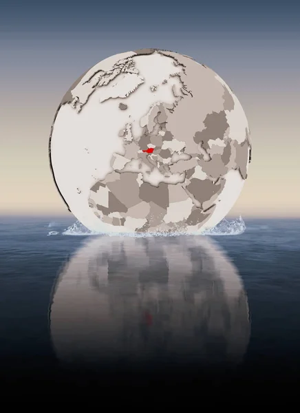 Австрия Красном Глобусе Плывущем Воде Иллюстрация — стоковое фото