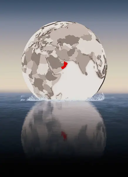 Oman Rouge Sur Globe Flottant Dans Eau Illustration — Photo