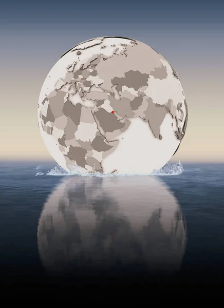 Кувейт Червоний Колір Земної Кулі Плаває Воді Ілюстрація — стокове фото