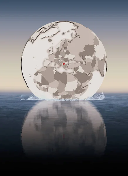 Mazedonien Rot Auf Einem Globus Der Wasser Schwimmt Illustration — Stockfoto
