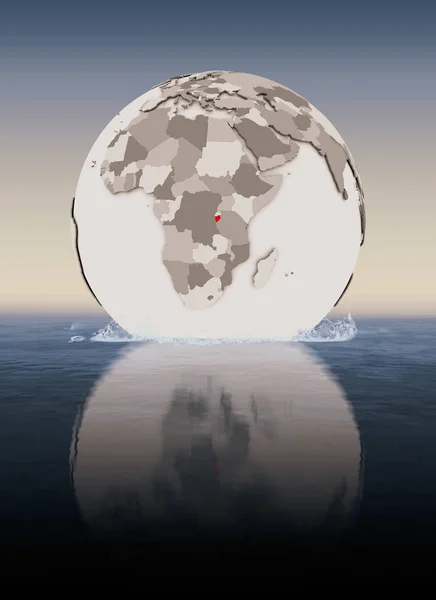 Burundi Rot Auf Einem Globus Der Wasser Schwimmt Illustration — Stockfoto