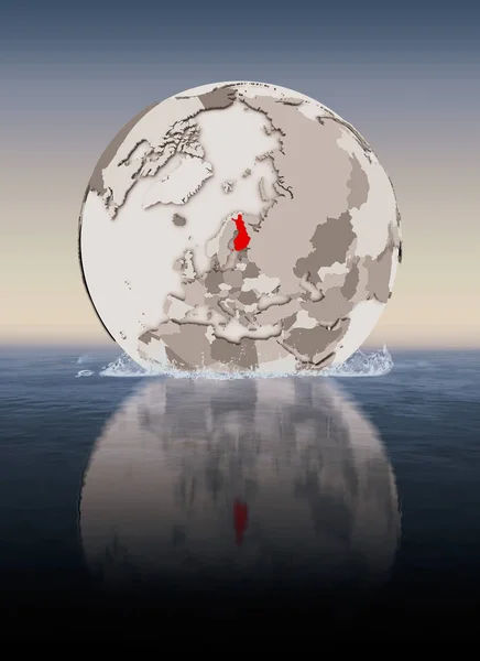 Финляндия Красным Цветом Земном Шаре Плавает Воде Иллюстрация — стоковое фото