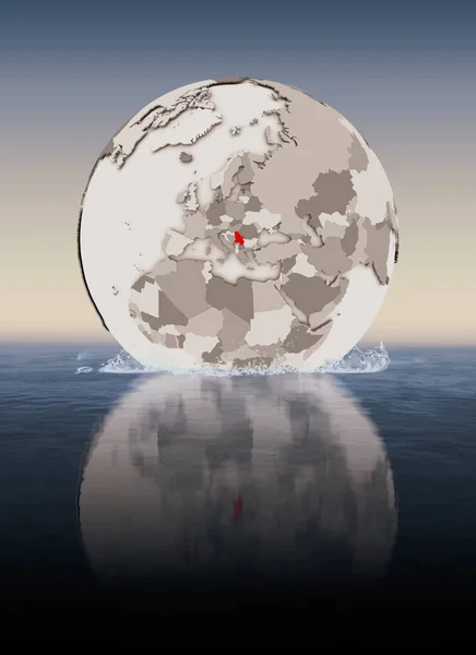 Serbia Rot Auf Einem Globus Der Wasser Schwimmt Illustration — Stockfoto