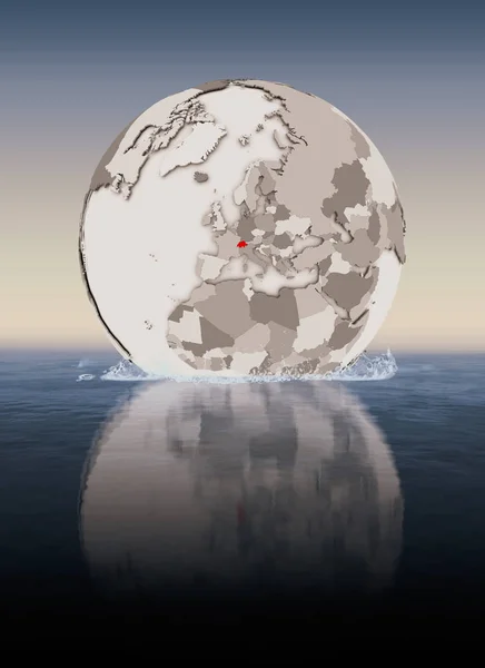 Die Schweiz Rot Auf Einem Globus Der Wasser Schwimmt Illustration — Stockfoto