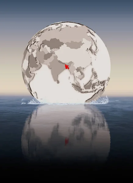 Bangladesh Rouge Sur Globe Flottant Dans Eau Illustration — Photo