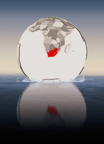 Південна Африка Червоний Колір Земної Кулі Плаває Воді Ілюстрація — стокове фото
