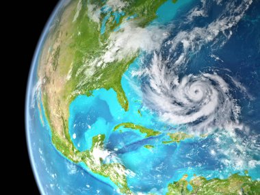 Kasırga Atlantik Okyanusu east coast Usa yaklaşıyor. Nasa tarafından döşenmiş bu görüntü unsurları.