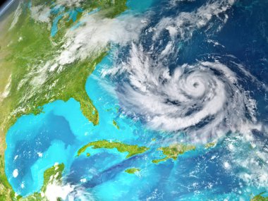 East coast Usa yakınındaki kasırganın uydu görüntüsü. Nasa tarafından döşenmiş bu görüntü unsurları.