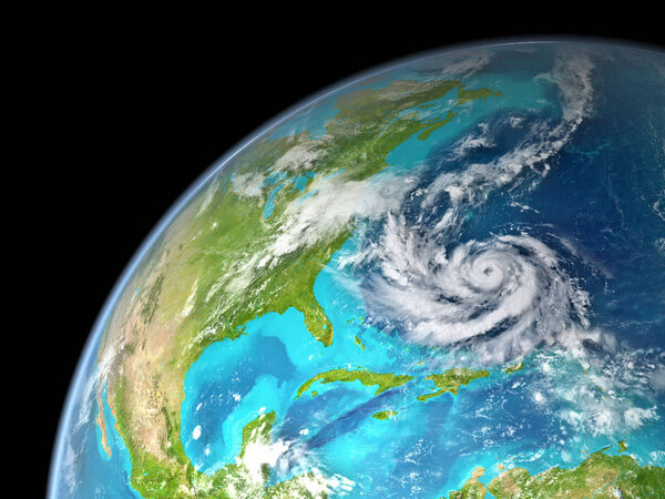 Hurricane on the east coast of USA as seen from space. Elements of this image furnished by NASA.