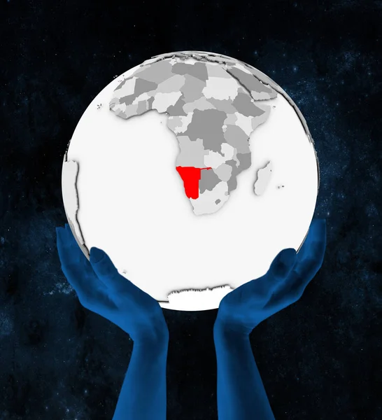 Намібії Червоний Колір Білими Земної Кулі Відбулася Руки Просторі Ілюстрація — стокове фото