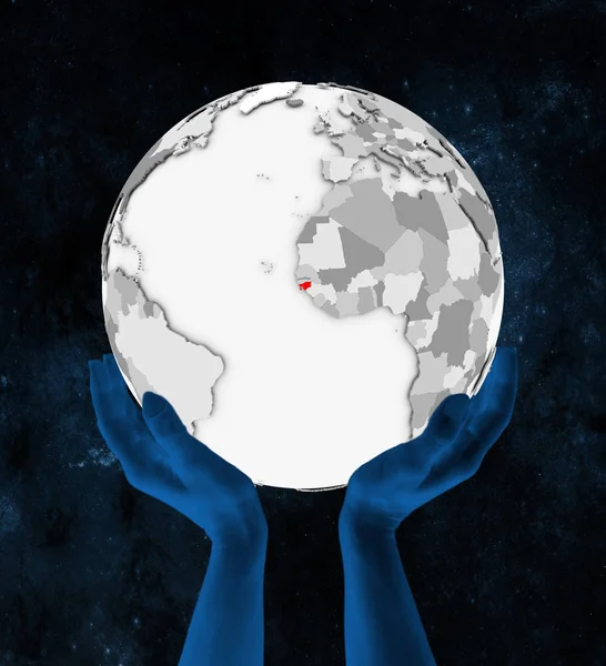 Guinea Bissau Red White Globe Held Hands Space Illustration — Stock Photo, Image