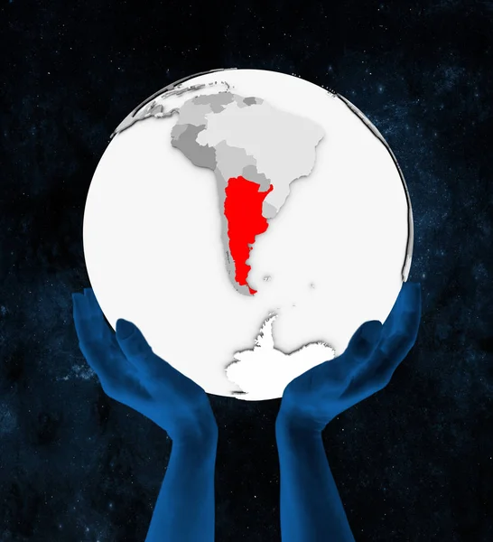 Argentina Red White Globe Held Hands Space Illustration — Stock Photo, Image