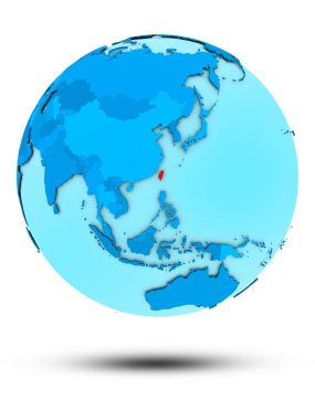 Tayvan beyaz arka plan üzerinde izole mavi dünya üzerinde. 3D çizim.