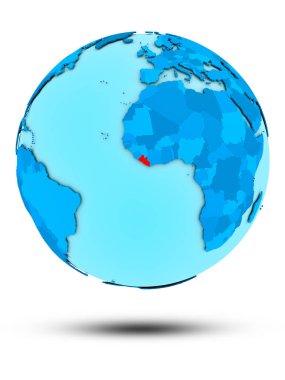 Liberya beyaz arka plan üzerinde izole mavi dünya üzerinde. 3D çizim.