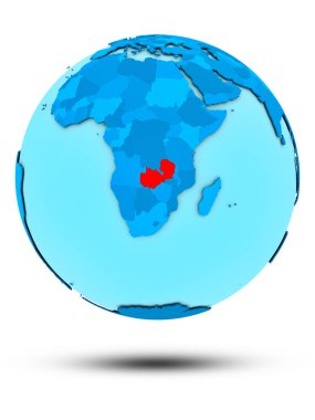 Zambiya beyaz arka plan üzerinde izole mavi dünya üzerinde. 3D çizim.