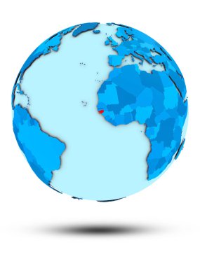 Gine-Bissau beyaz arka plan üzerinde izole mavi dünya üzerinde. 3D çizim.