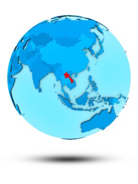 Laos beyaz arka plan üzerinde izole mavi dünya üzerinde. 3D çizim.