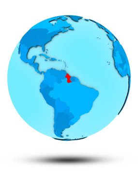 Guyana beyaz arka plan üzerinde izole mavi dünya üzerinde. 3D çizim.