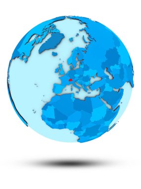 İsviçre beyaz arka plan üzerinde izole mavi dünya üzerinde. 3D çizim.