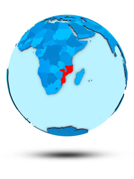 白い背景で隔離の青い地球上のモザンビーク イラストレーション — ストック写真