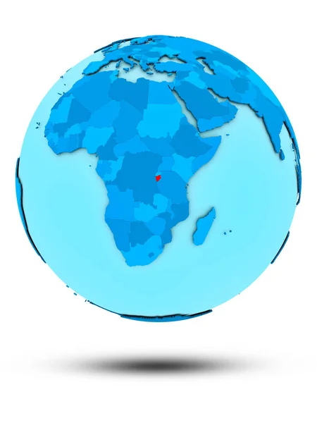 在白色背景下被隔绝的蓝色地球的布隆迪 — 图库照片