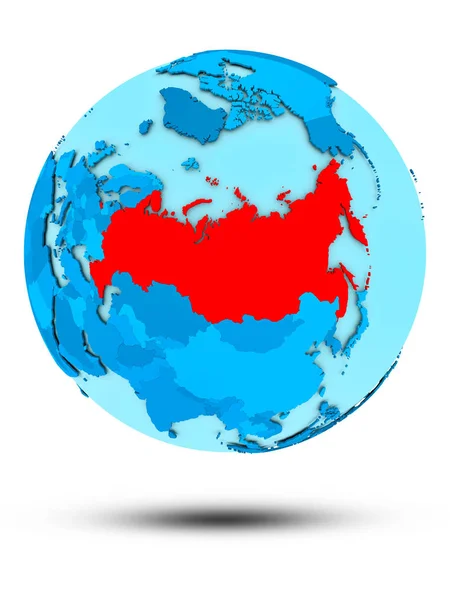 Russie Sur Globe Bleu Isolé Sur Fond Blanc Illustration — Photo