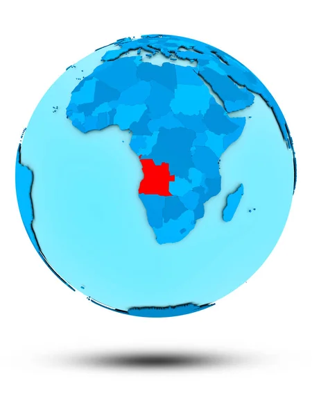 安哥拉在蓝色地球被隔绝在白色背景 — 图库照片