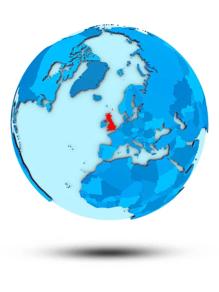Wielka Brytania Blue Globe Białym Tle Ilustracja — Zdjęcie stockowe