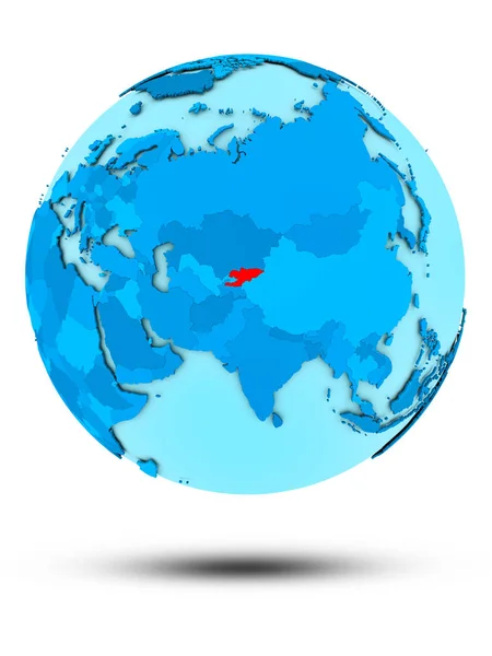 Kirgizistan Blå Jordglob Isolerad Vit Bakgrund Illustration — Stockfoto