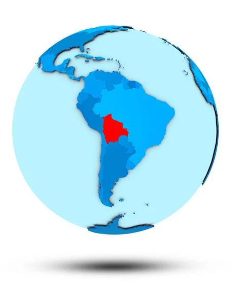 玻利维亚在蓝色地球被隔绝在白色背景 — 图库照片