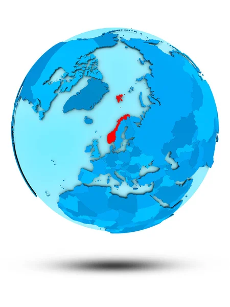 Noruega Globo Azul Isolado Fundo Branco Ilustração — Fotografia de Stock
