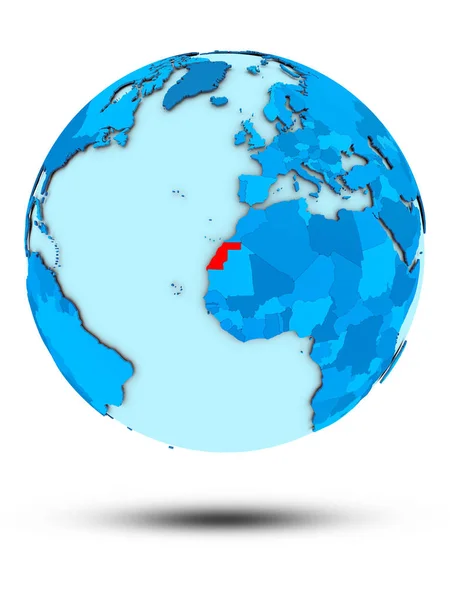 Западная Сахара Голубом Глобусе Изолирована Белом Фоне Иллюстрация — стоковое фото