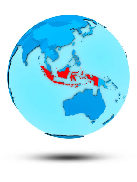 Indonésie Modrý Glóbus Izolovaných Bílém Pozadí Obrázek — Stock fotografie