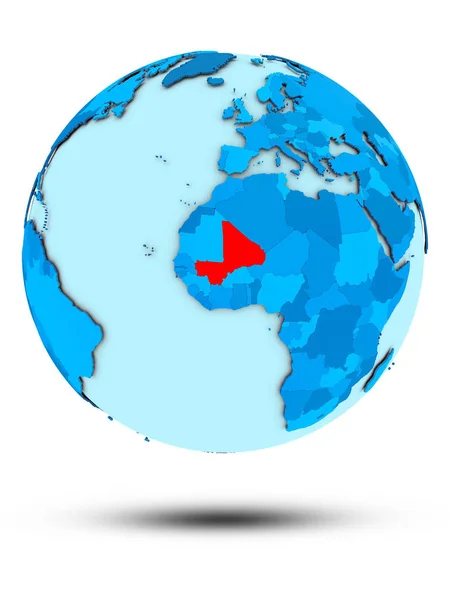 Mali Blue Globe Isolated White Background Illustration — Stock Photo, Image