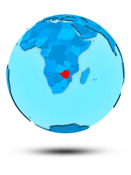 津巴布韦在蓝色地球被隔绝在白色背景 — 图库照片