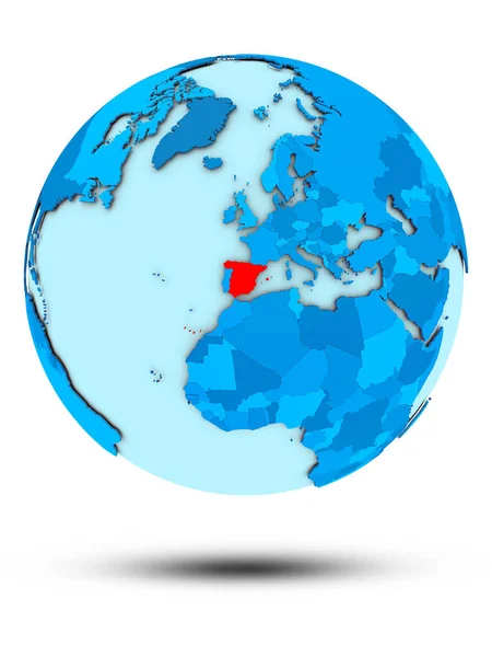 Spain Blue Globe Isolated White Background Illustration — Stock Photo, Image