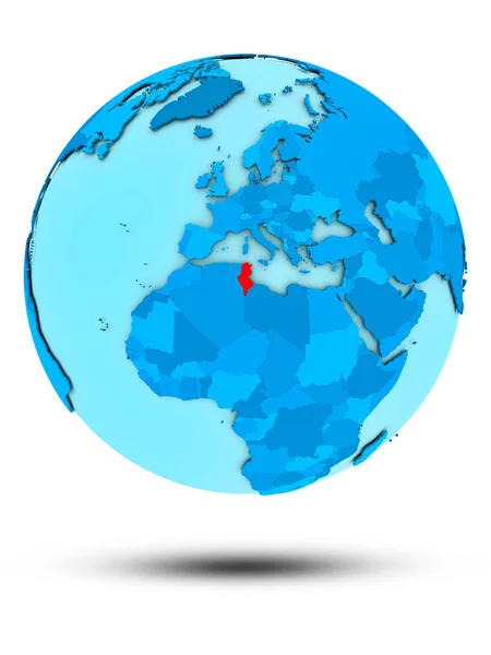 Tunisien Blå Jordglob Isolerad Vit Bakgrund Illustration — Stockfoto